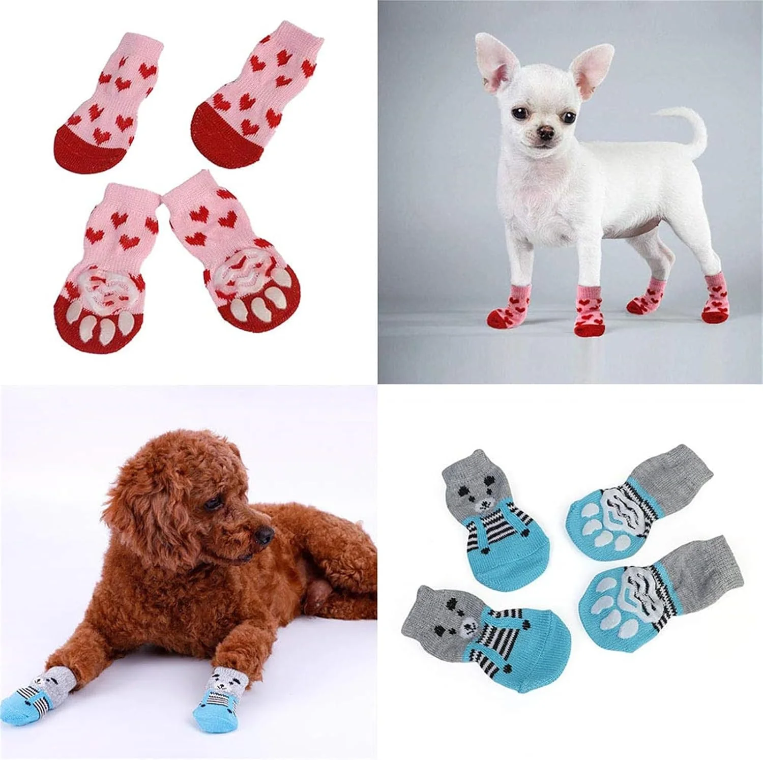جوراب سگ فنری X، 4 جفت جوراب ضد لغزش سگ و جوراب گربه با تقویت لاستیکی، کفش سگ برای پیاده روهای داغ، محافظ پنجه حیوانات خانگی برای کف، چکمه های گربه و سگ برای استفاده در داخل خانه (S، 6x 3cm) جوراب سگ فنری X، 4 جفت جوراب ضد لغزش سگ و جوراب گربه با تقویت لاستیکی، کفش سگ برای پیاده روهای داغ، محافظ پنجه حیوانات خانگی برای کف، چکمه های گربه و سگ برای استفاده در داخل خانه (S، 6x 3cm)