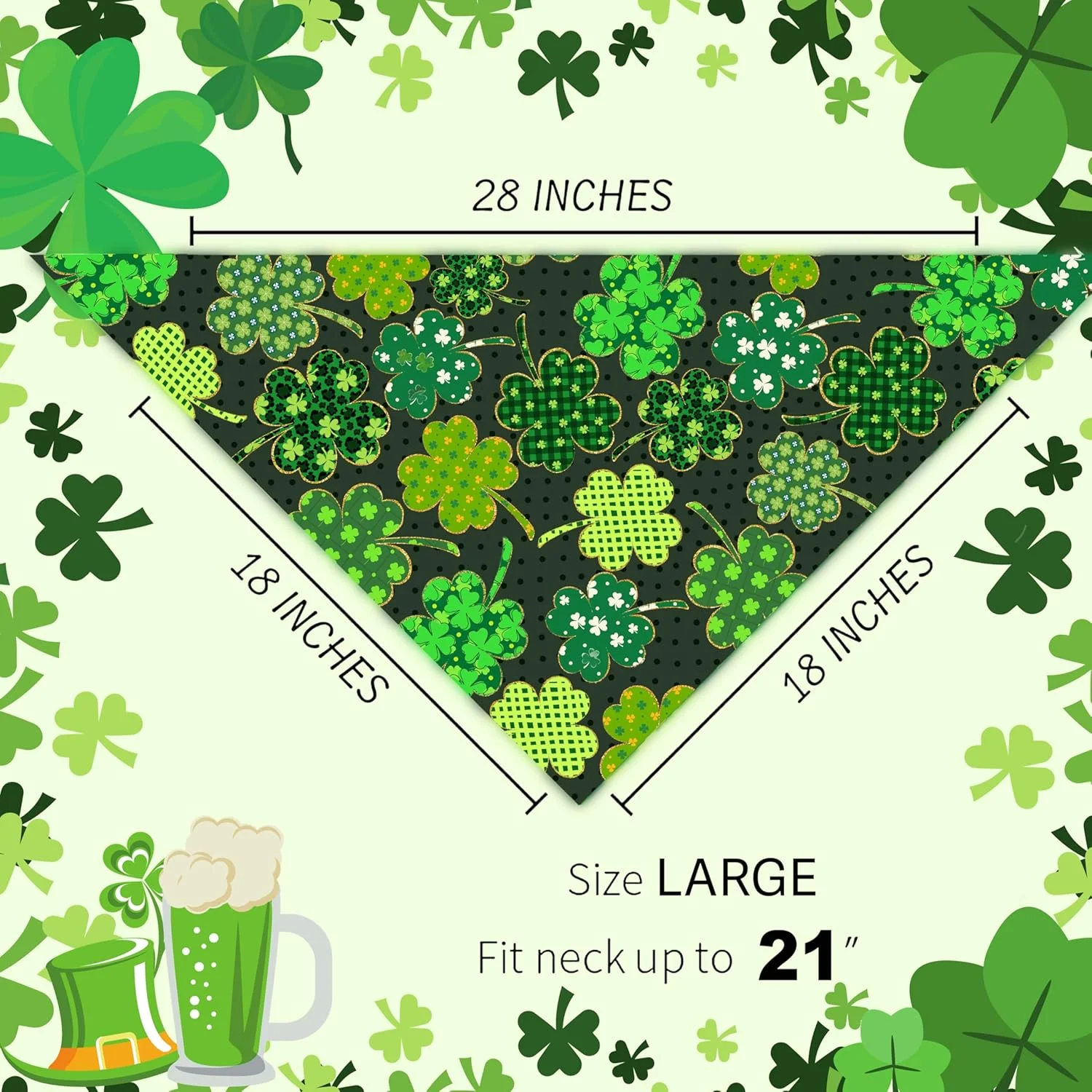 دستمال گردن سگ طرح روز سنت پاتریک، شال گردن سگ شبدر چمن سبز برای سگ های پسر و دختر، روسری حیوانات خانگی برای سگ های کوچک، متوسط و بزرگ (روز سنت پاتریک، یک سایز) دستمال گردن سگ طرح روز سنت پاتریک، شال گردن سگ شبدر چمن سبز برای سگ های پسر و دختر، روسری حیوانات خانگی برای سگ های کوچک، متوسط و بزرگ (روز سنت پاتریک، یک سایز)