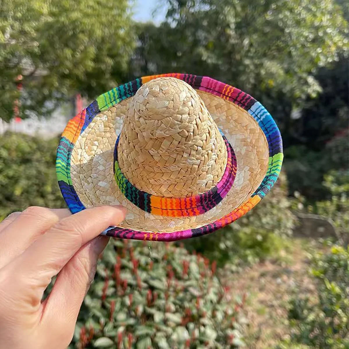 کلاه حصیری برای سگ/گربه کوچک، کلاه های مینیاتوری مکزیکی، سبک وزن، لباس هالووین حیوانات خانگی