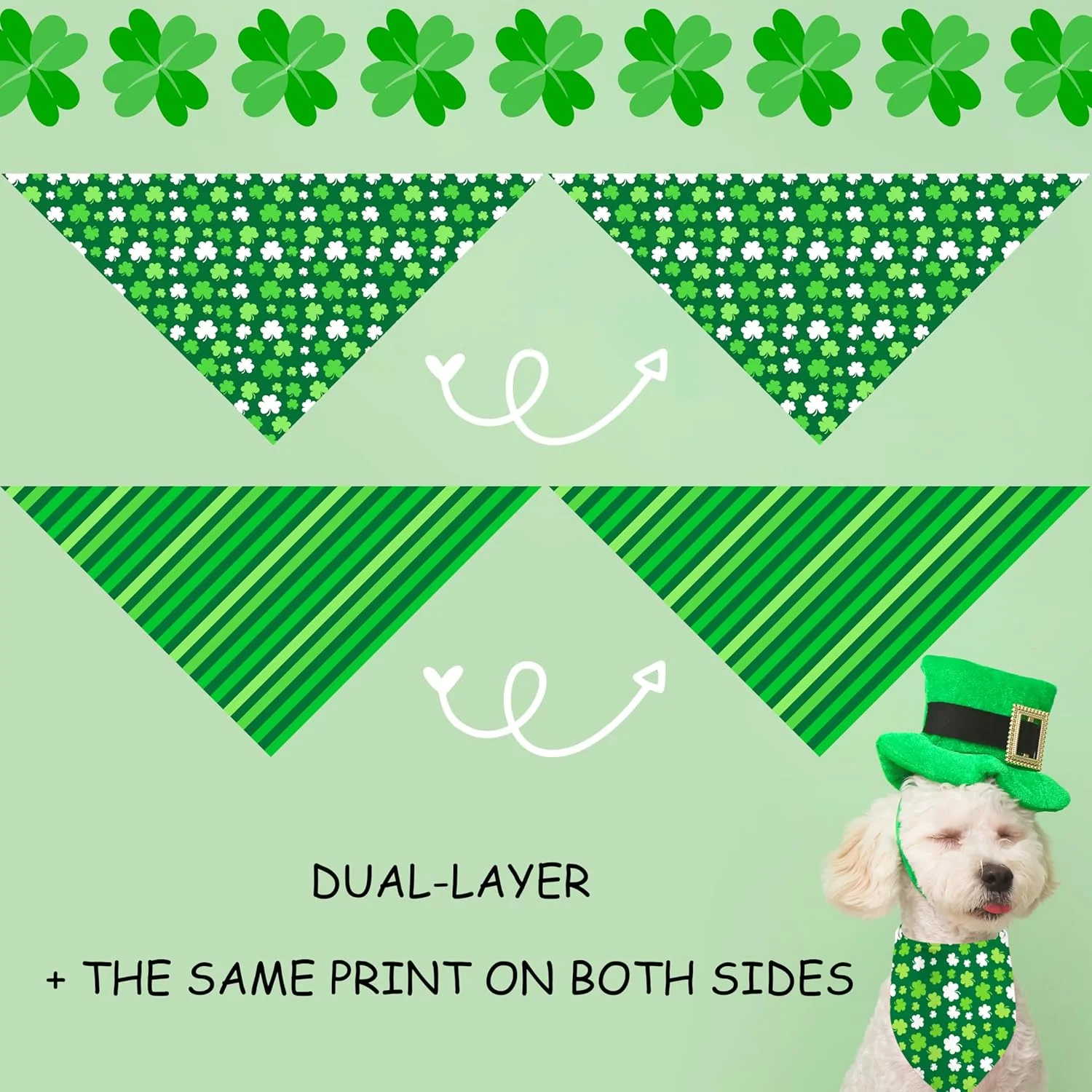دستمال گردن سگ طرح روز سنت پاتریک، بسته 2 عددی، روسری مثلثی دو طرفه طرح شبدر سبز برای سگ های پسر و دختر، پارچه بادوام عالی، دستمال گردن تعطیلات برای سگ های کوچک و متوسط (راه راه سبز، کوچک) دستمال گردن سگ طرح روز سنت پاتریک، بسته 2 عددی، روسری مثلثی دو طرفه طرح شبدر سبز برای سگ های پسر و دختر، پارچه بادوام عالی، دستمال گردن تعطیلات برای سگ های کوچک و متوسط (راه راه سبز، کوچک)