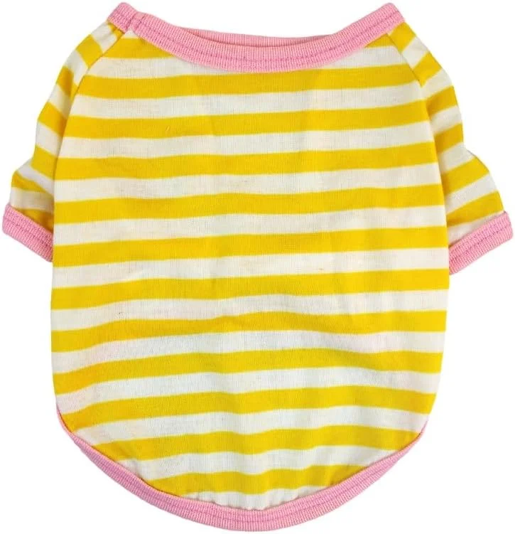 تی‌شرت راه‌راه سگ، لباس سگ، لباس تنفسی حیوانات خانگی، لباس گرم رنگارنگ توله سگ مناسب برای سگ‌های کوچک و متوسط (زرد M)
