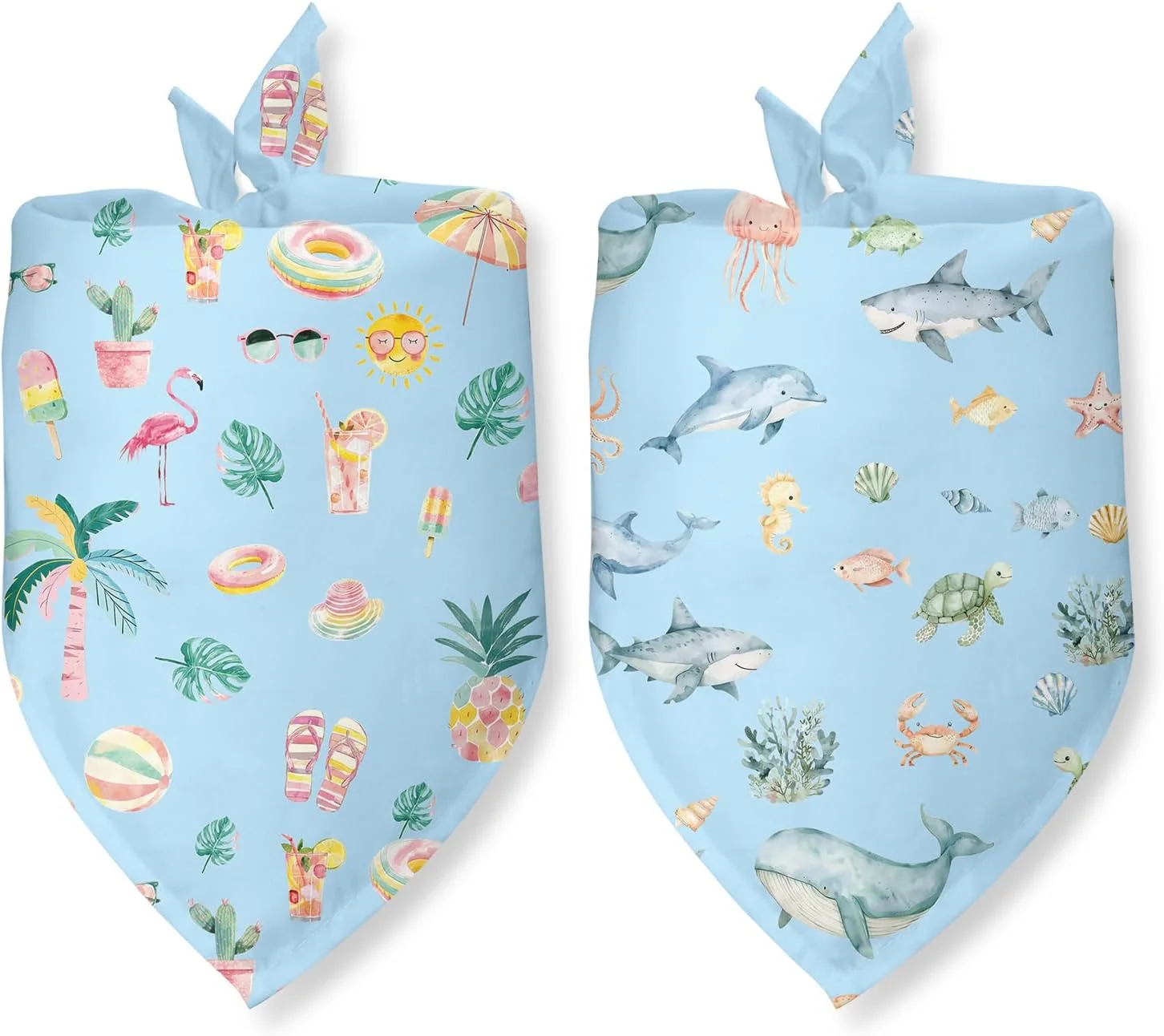 ست 2 عددی دستمال گردن سگ طرح تابستانی، دستمال گردن طرح تعطیلات تابستانی خنده دار برای سگ ها، لوازم جانبی شال حیوانات خانگی، دستمال گردن سگ برای سگ ها و گربه های کوچک و متوسط (آبی)