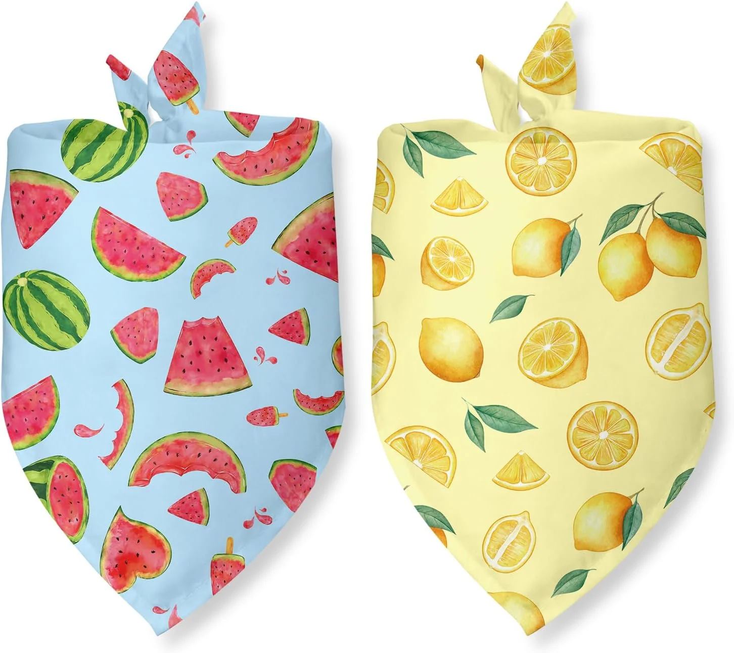دو عدد دستمال گردن سگ طرح تابستانی، دستمال گردن تعطیلات خنده دار برای دوستداران سگ، لوازم جانبی شال حیوانات خانگی، روسری سگ برای سگ ها و گربه های کوچک و متوسط (آبی و زرد)