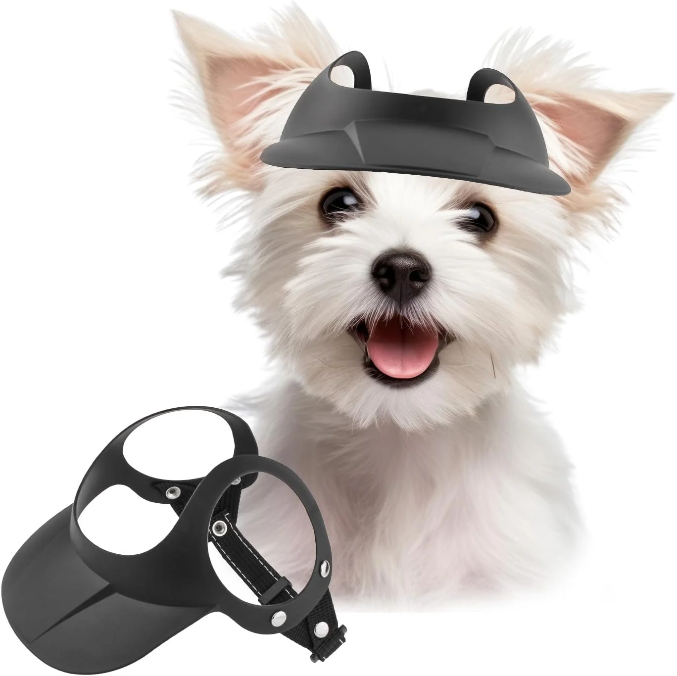 کلاه آفتابی سگ، کلاه توله سگ تابستانی با سوراخ های گوش، کلاه قابل تنظیم برای سگ ها، لوازم جانبی مد برای سگ های کوچک تا متوسط ​​- مشکی