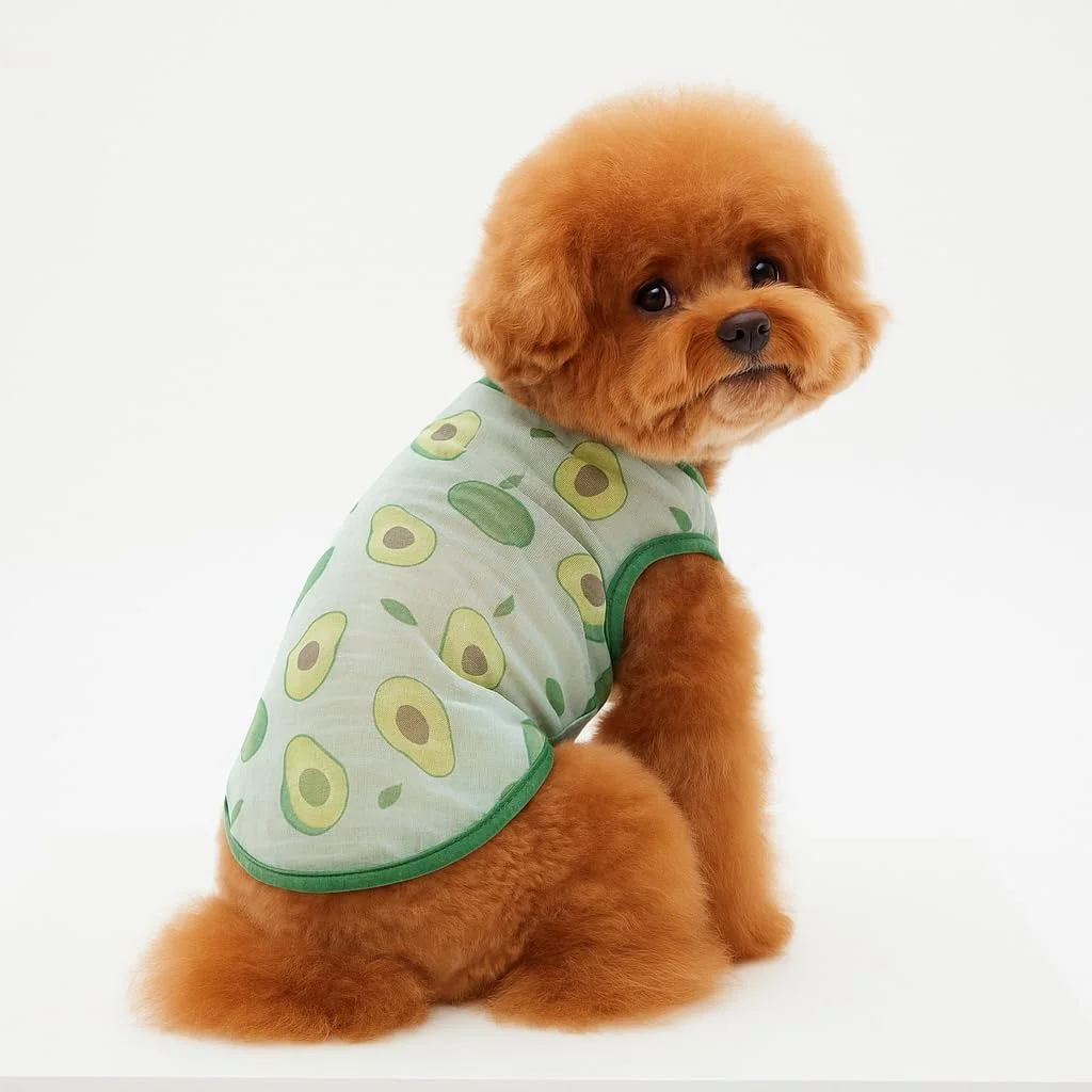 لباس سگ تابستانی با طرح میوه، لباس تنفسی بدون آستین حیوانات خانگی برای پیاده روی روزانه و مسافرت در فضای باز، تاپ توری برای سگ ها و گربه ها، سبز روشن، XS