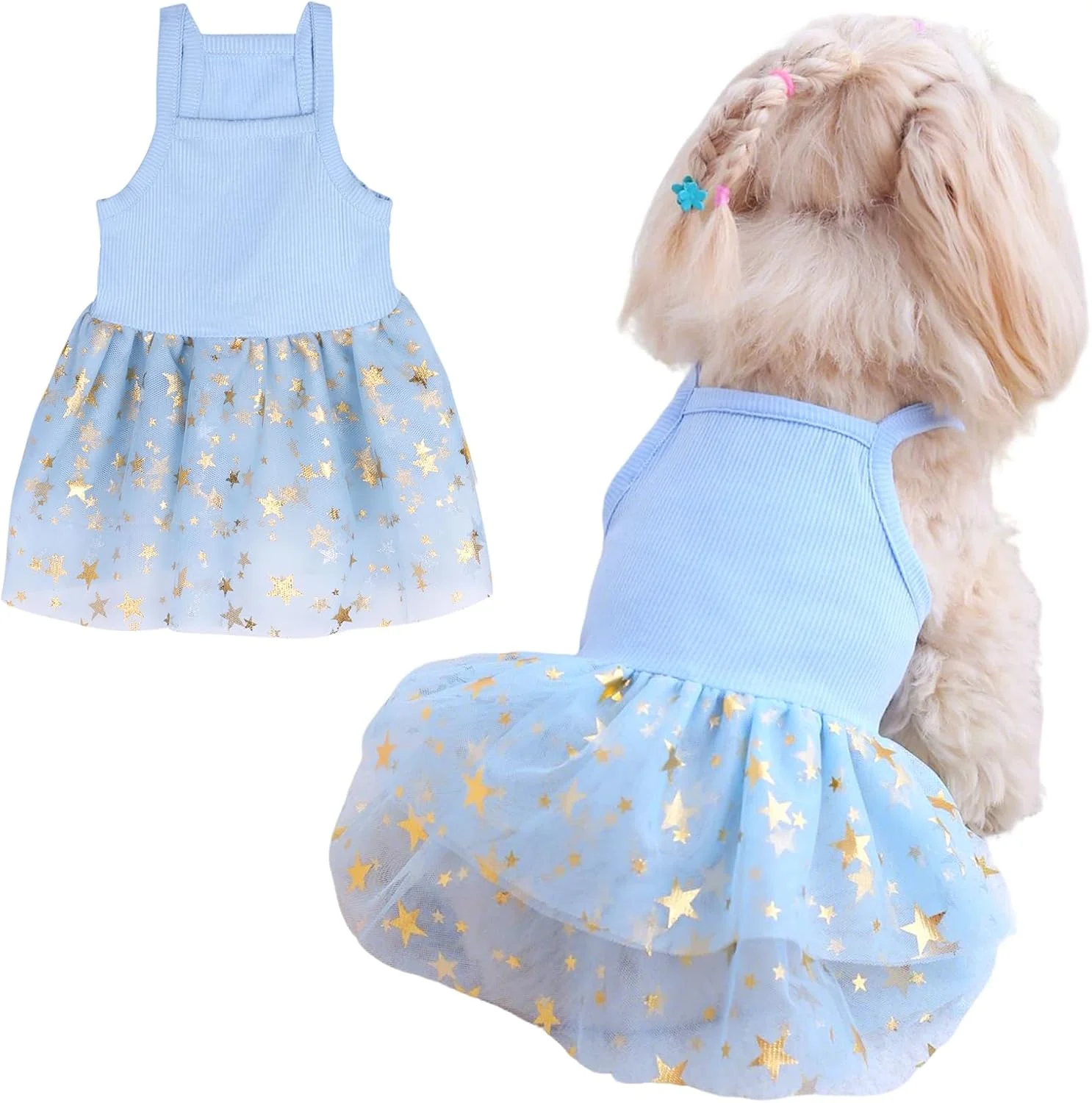لباس توتو سگ گربه لباس توری تابستانی سگ ها دامن ستاره ای براق توله سگ لباس مهمانی حیوانات خانگی زیبا برای گربه سگ کوچک متوسط (آبی، خیلی کوچک)