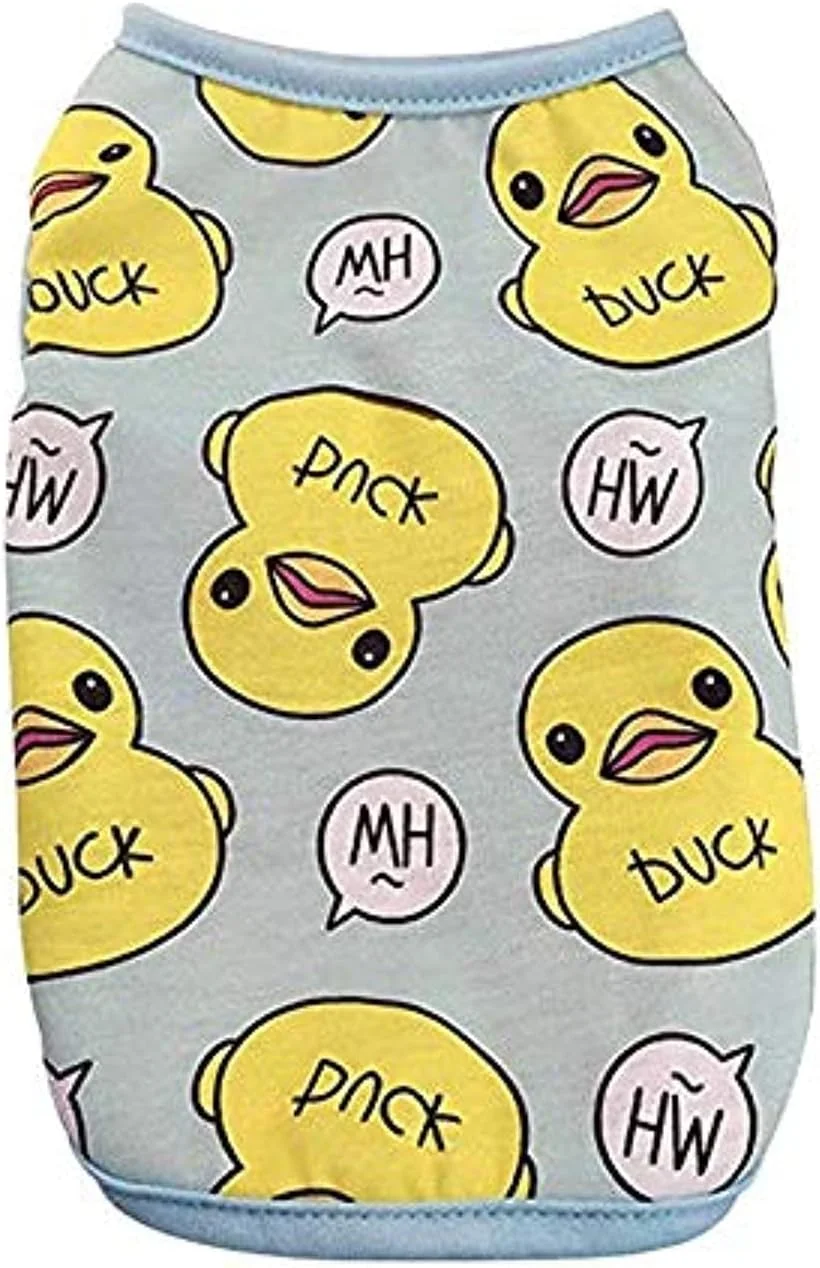 لباس تابستانی سگ و گربه طرح "اردک لاستیکی"، جلیقه پلی استر نرم برای بچه گربه و سگ های کوچک