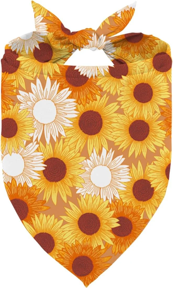 دستمال گردن سگ طرح آفتابگردان مناسب سگ های کوچک و متوسط، دستمال سه گوش حیوانات خانگی طرح گل، روسری و پیشبند سگ و گربه، هدیه شیک برای سگ ها