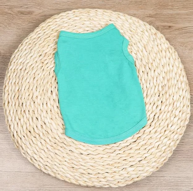 تی‌شرت سگ تابستانی رنگ ثابت، جلیقه سبک و تنفسی سگ و گربه برای نژادهای کوچک، سایز M-سبز