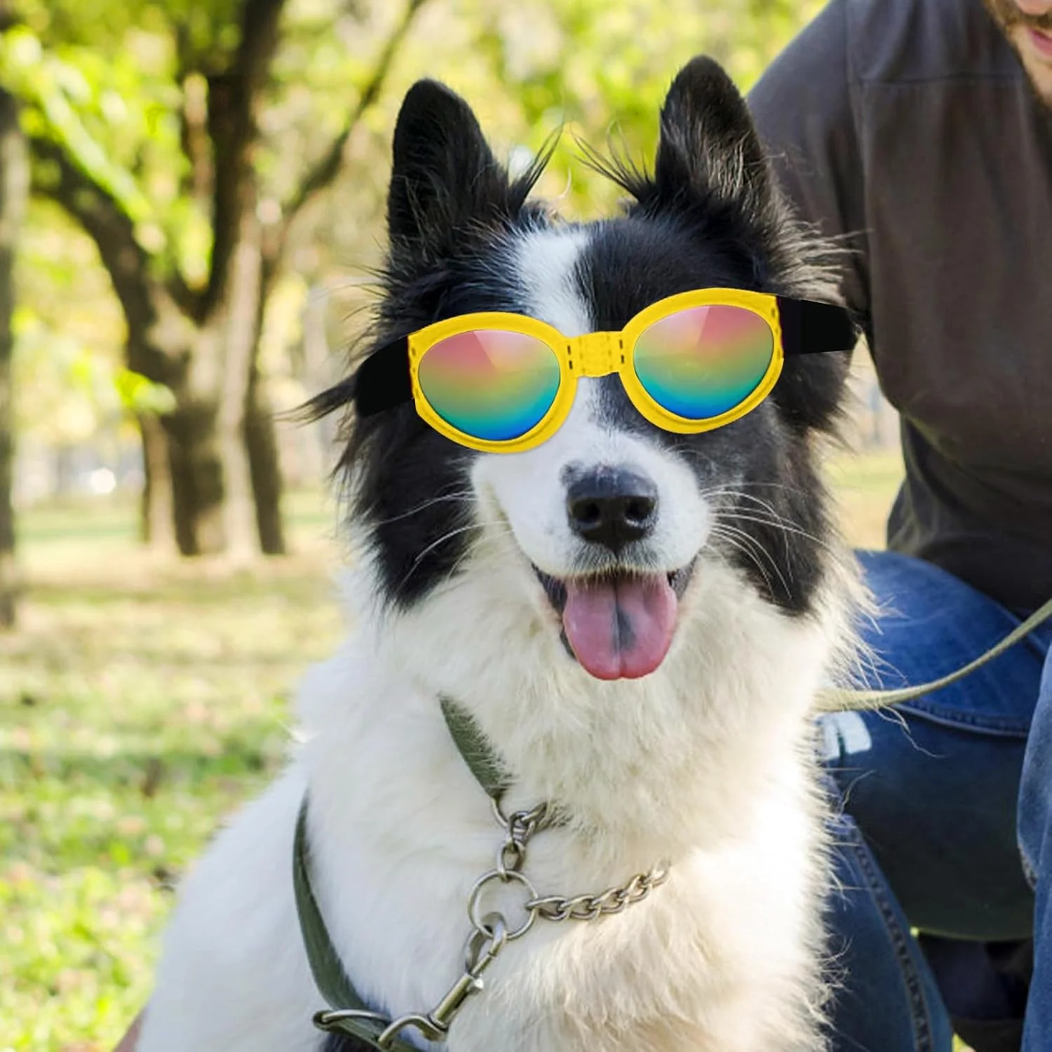 عینک آفتابی سگ، عینک محافظ تاشو و قابل تنظیم حیوانات خانگی برای فعالیت های خارج از منزل، زرد