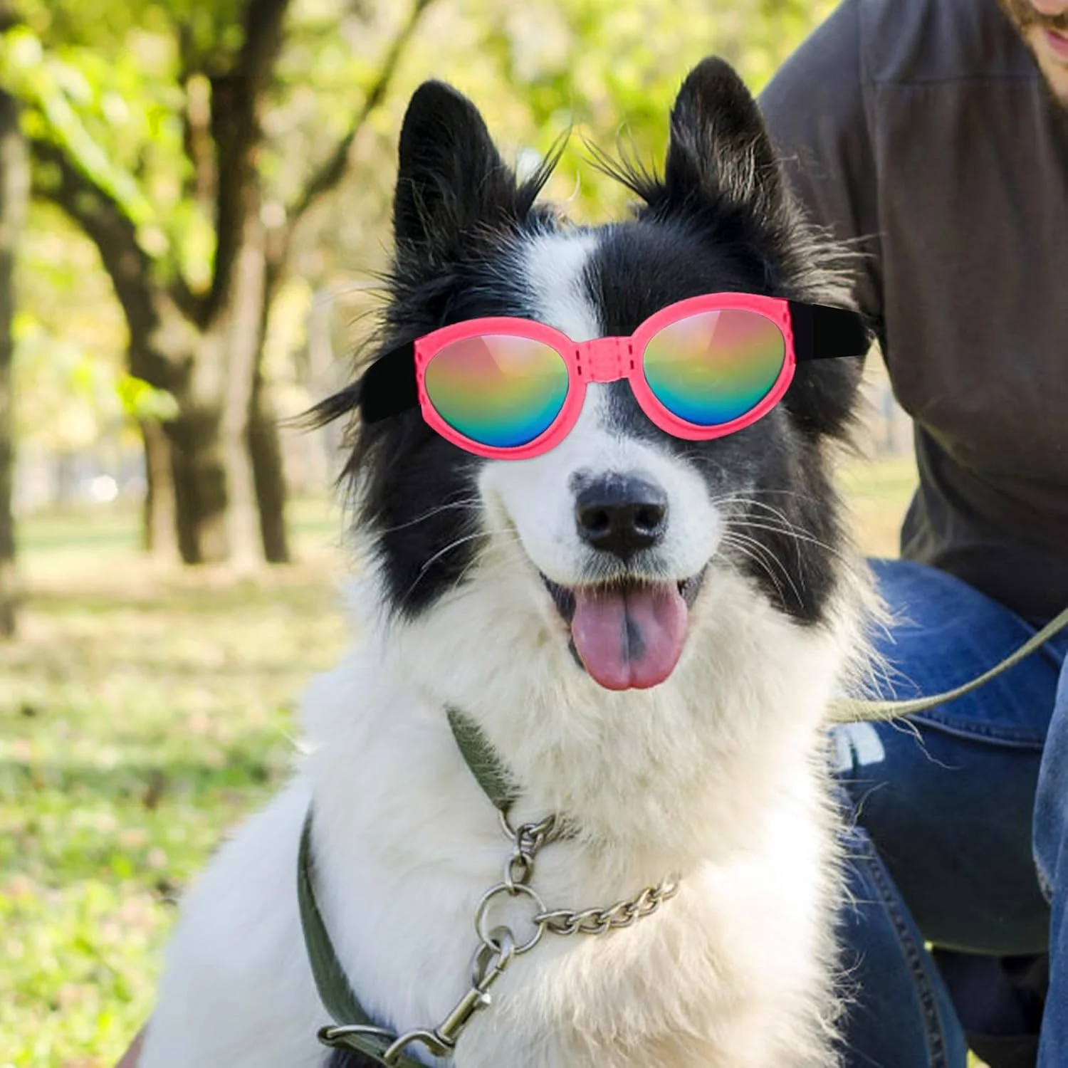 عینک آفتابی سگ، عینک محافظ تاشو و قابل تنظیم حیوانات خانگی برای فعالیت های خارج از منزل، صورتی
