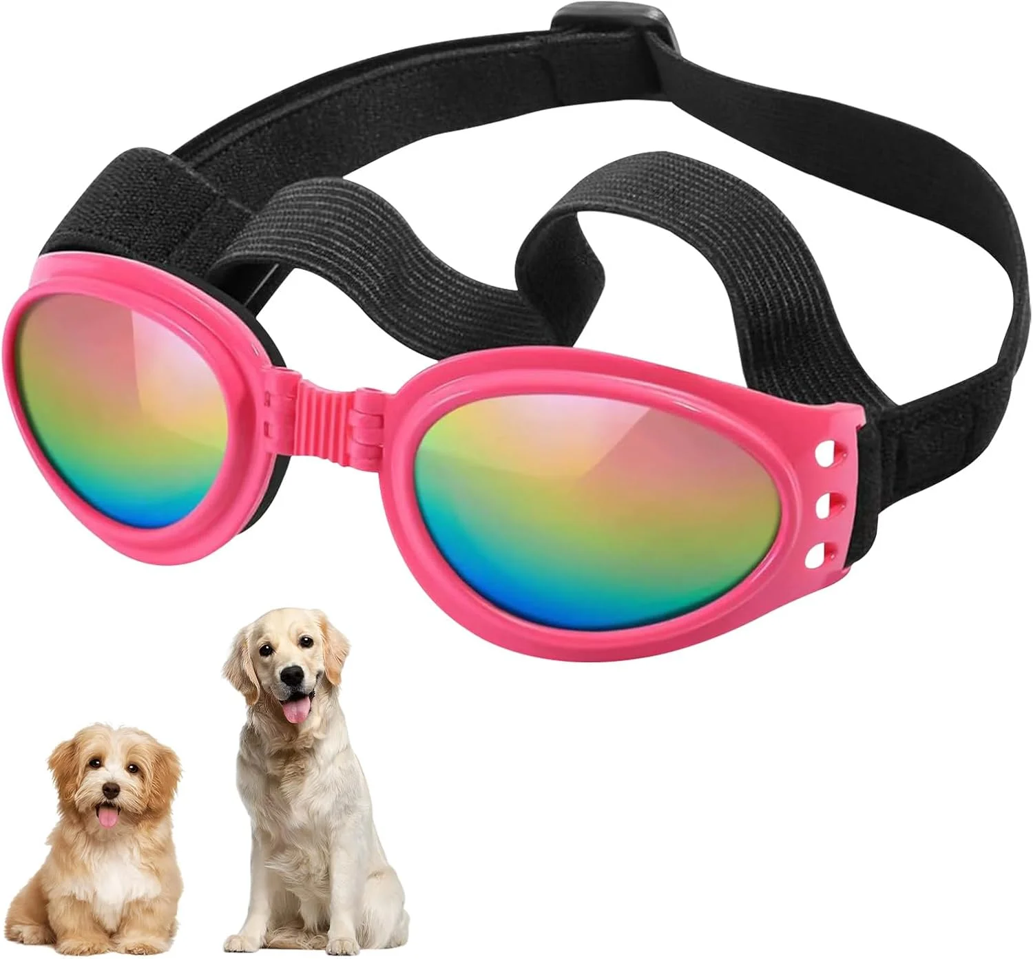 عینک آفتابی سگ، عینک محافظ تاشو و قابل تنظیم حیوانات خانگی برای فعالیت های خارج از منزل، صورتی