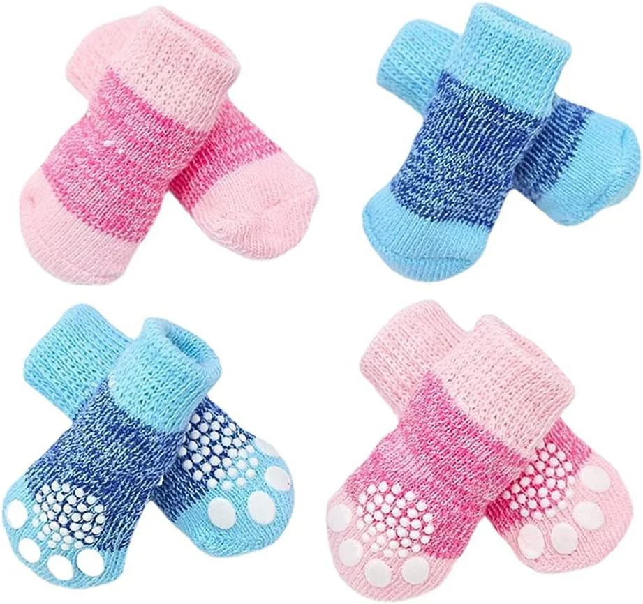 لوازم حیوانات خانگی - جوراب سگ ضد لغزش 8 عددی، جوراب محافظ پنجه سگ و گربه، جوراب حیوانات خانگی پلی استر