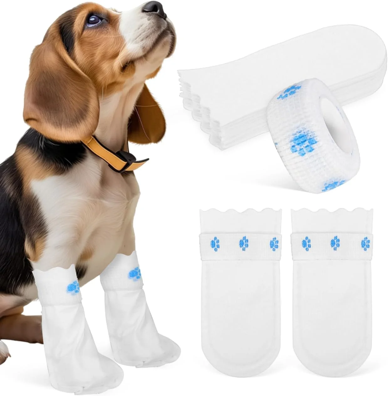 کاور محافظ پنجه سگ یکبار مصرف SUPVOX، 20 عددی، پارچه نبافته، مناسب سگ های کوچک، با نوار بانداژ قابل تنظیم برای استفاده در داخل و خارج از منزل