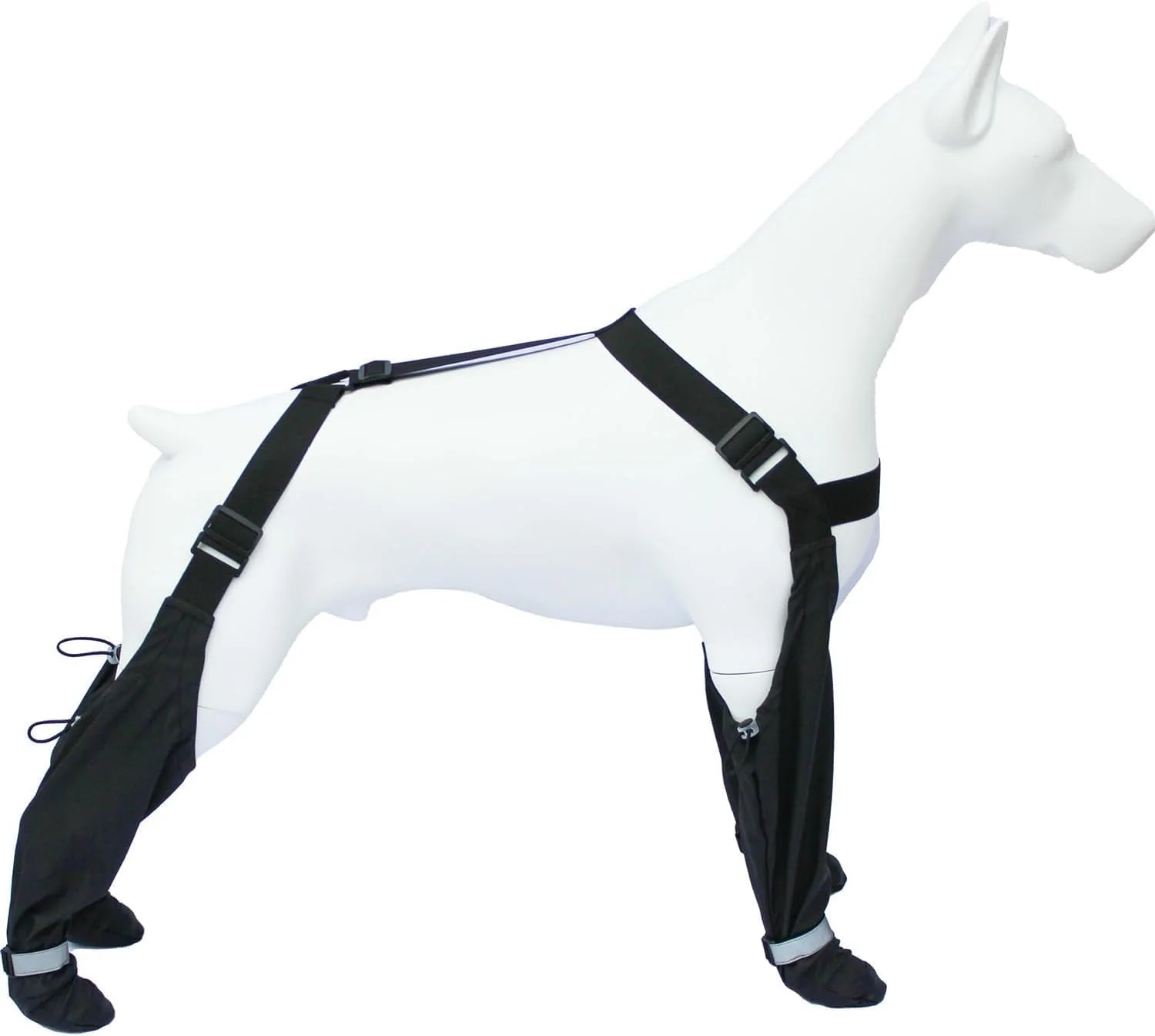 پاپوش سگ با بند شلوار، ساق پوش ضد لغزش پنجه سگ، شلوار برفی سگ با چکمه های متصل ضد آب، پاپوش بند دار قابل تنظیم برای محافظت از پنجه سگ در زمستان، برف، باران و پیاده روی (L)