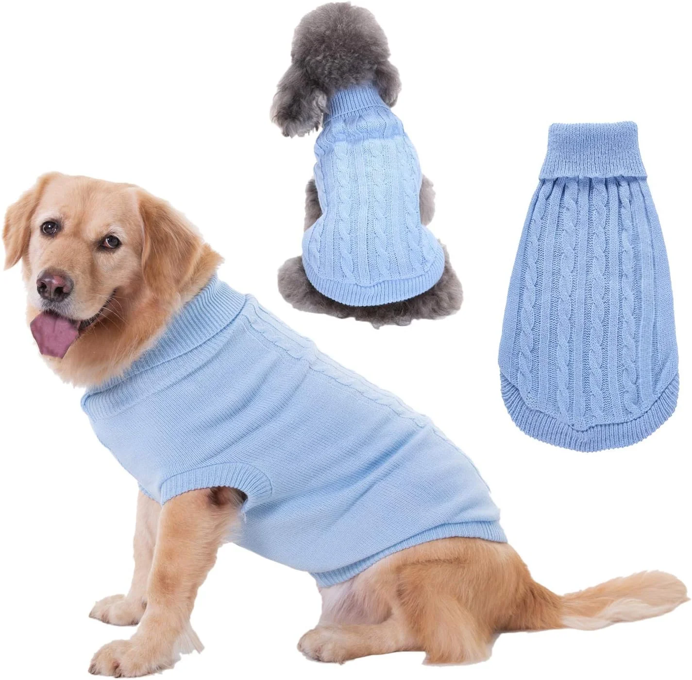 لباس سگ خانگی پیراهن گرم ضخیم و نرم ژاکت زمستانی توله سگ (آبی روشن، XL)
