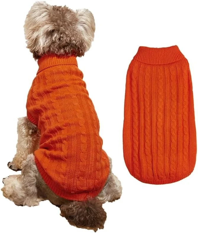 لباس سگ خانگی پیراهن گرم ضخیم و نرم ژاکت زمستانی توله سگ (نارنجی، S)