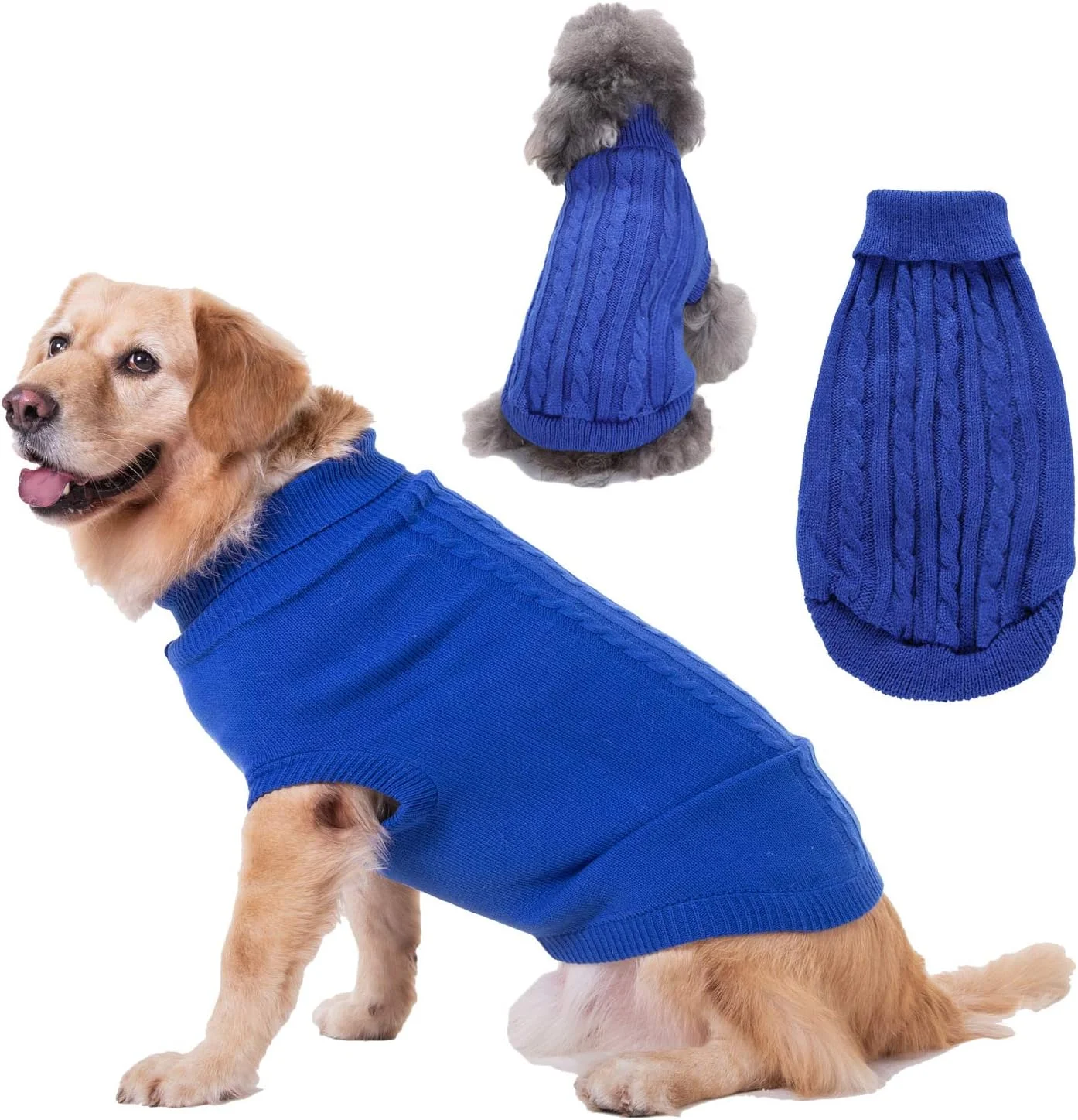 لباس سگ خانگی، پیراهن گرم و ضخیم نرم، ژاکت زمستانی توله سگ برای سگ ها (آبی تیره، S)