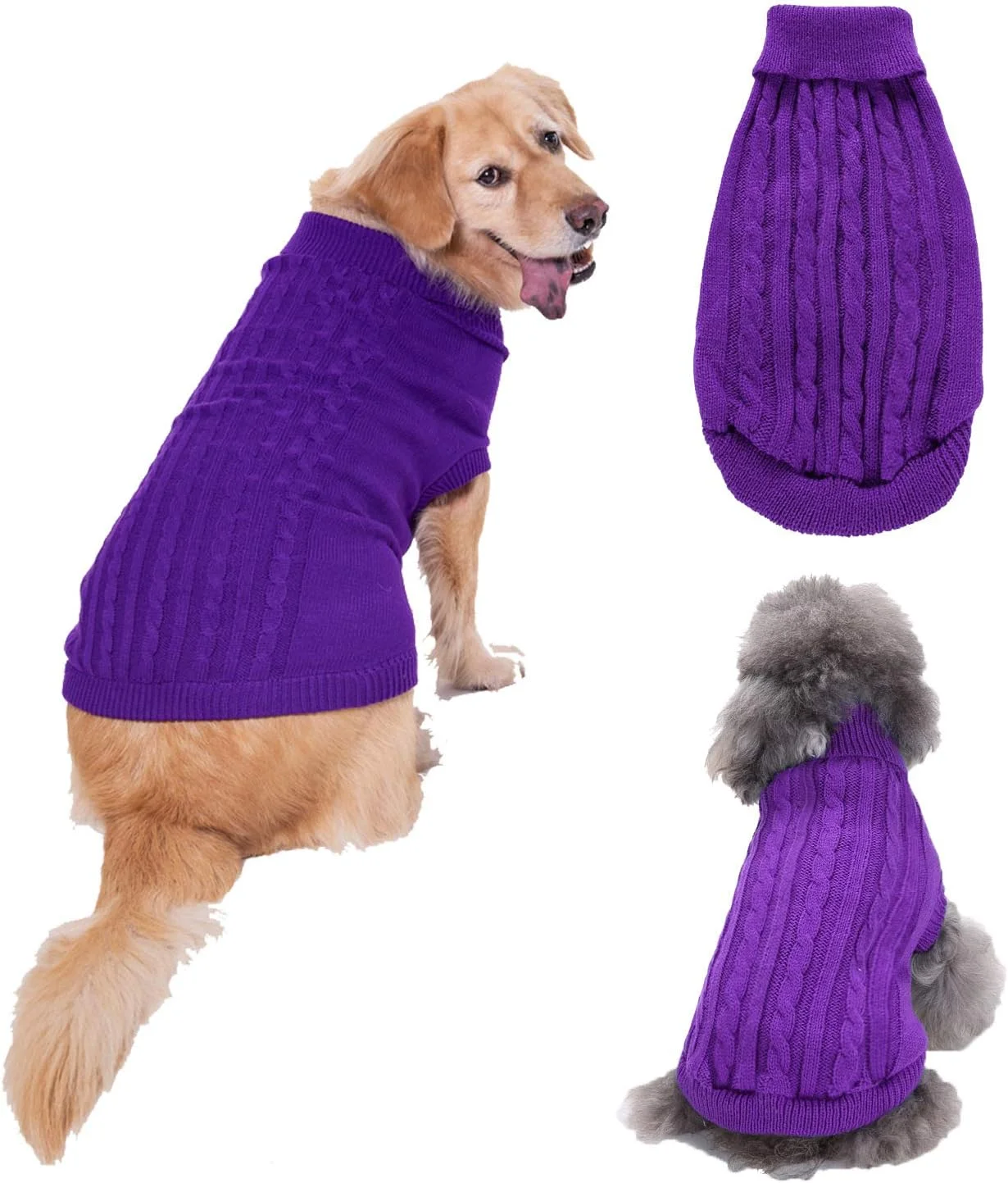 لباس سگ خانگی suxuMhao، پیراهن گرم و ضخیم نرم، ژاکت زمستانی توله سگ برای سگ ها (بنفش، S)