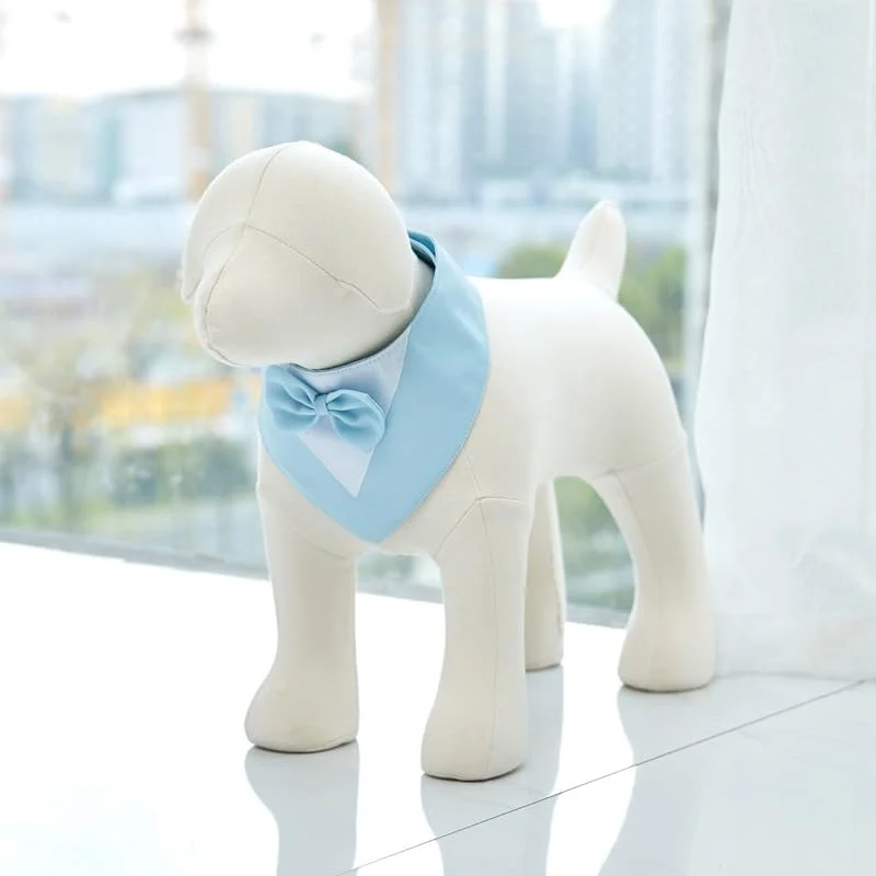 دستمال گردن سگ، 1 عدد، ترکیب پلی‌استر سبک و زود خشک‌شونده، روسری مثلثی با طرح زیبا، دستمال سر قابل تنظیم برای سگ‌های متوسط و بزرگ، هدیه توله سگ، سایز S، آبی روشن