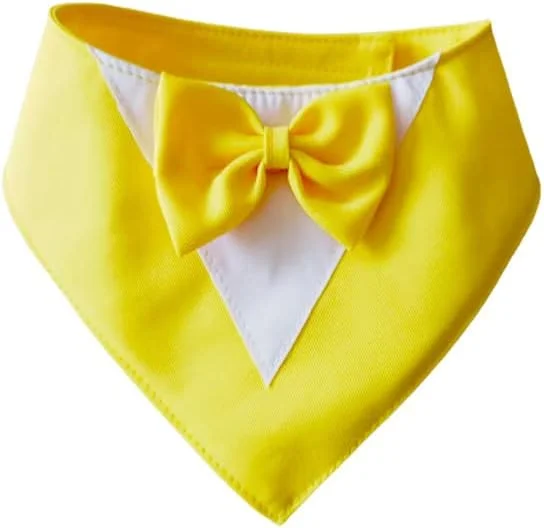 دستمال گردن سگ suxuMhao، 1 عدد، ترکیبی از پلی‌استر سبک و زود خشک‌شونده، دستمال سه‌گوش با طرح زیبا، دستمال سر قابل تنظیم برای سگ‌های متوسط و بزرگ، هدیه توله سگ، XS، زرد