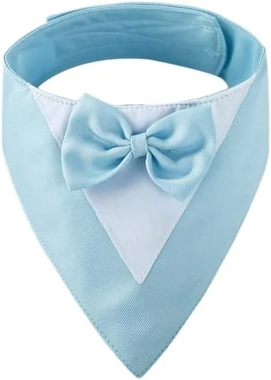 دستمال گردن سگ suxuMhao، 1 عدد، ترکیبی از پلی استر سبک و زود خشک شونده، دستمال سه گوش با طرح زیبا، دستمال سر قابل تنظیم برای سگ های متوسط ​​و بزرگ، هدیه حیوانات خانگی، سایز L، آبی روشن