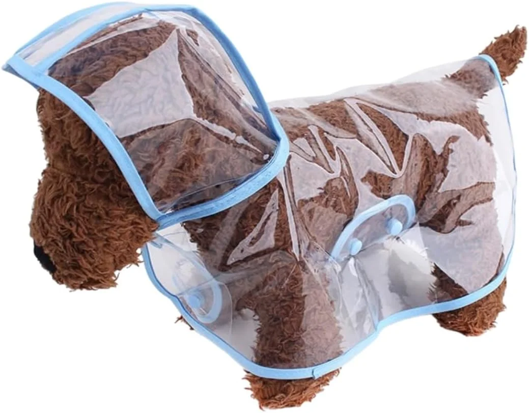 بارانی ضد آب سگ، لباس بارانی سبک وزن حیوانات خانگی با کلاه پانچو (M، آبی)