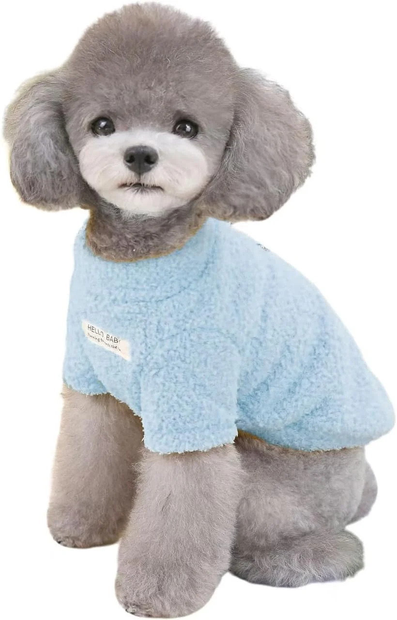 پلیور پشمی سگ لباس سگ پلیور پشمی گرم زمستانی پیراهن گرم ژاکت پشمی برای سگ کوچک سگ متوسط گربه (آبی، L)