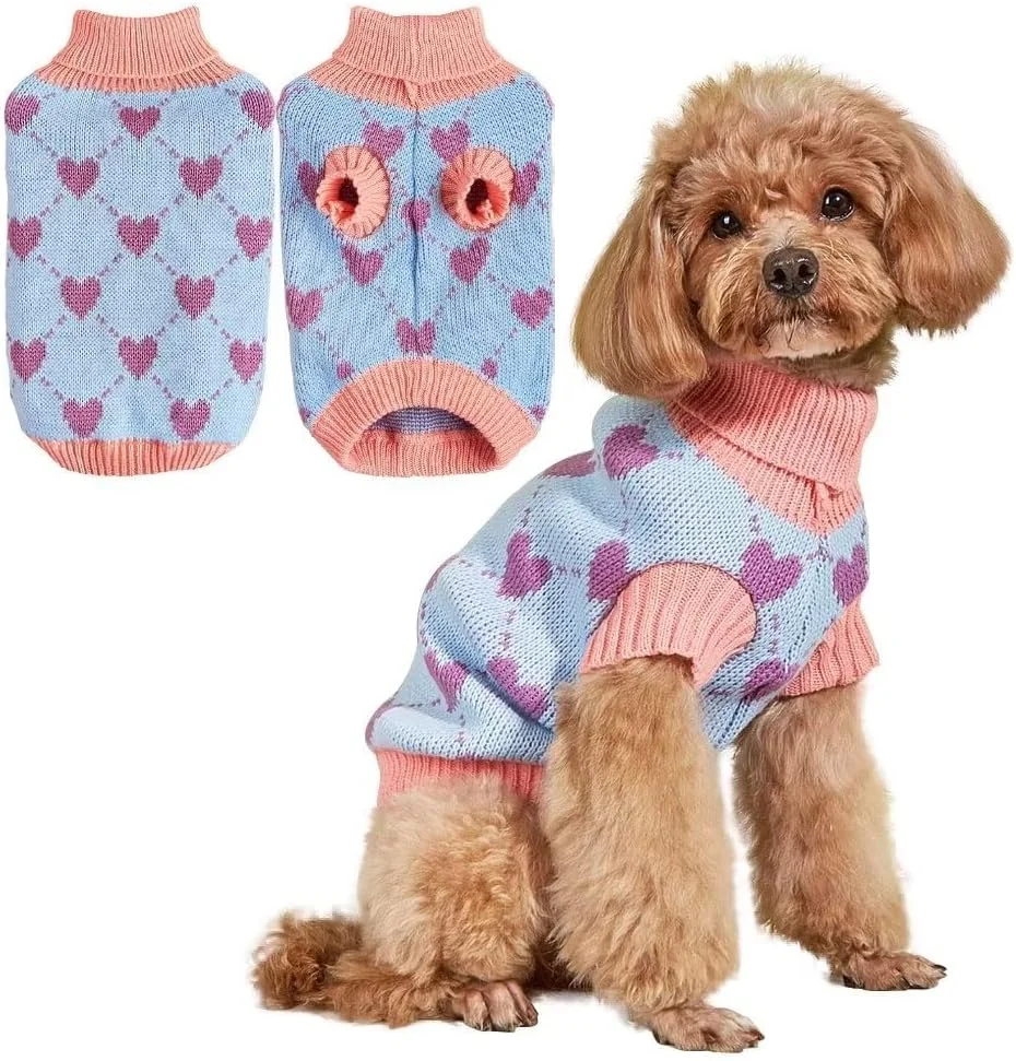 پلیور سگ کوچک، ژاکت گرم توله سگ بافتنی برای سگ های کوچک، لباس سگ یقه اسکی نرم، جلیقه لباس پاییزی و زمستانی حیوانات خانگی برای ولش کورگی، یورکشایر تریر، چیواوا (آبی، S)