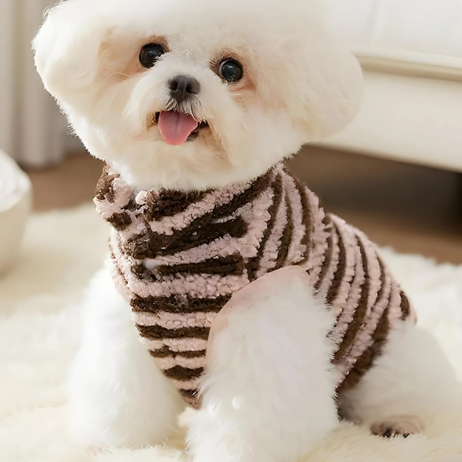 لباس گرم پشمی راه راه سگ | لباس زمستانی گرم حیوانات خانگی، ژاکت و پلیور برای سگ ها مناسب برای فضای باز، داخل خانه، هالووین و کریسمس