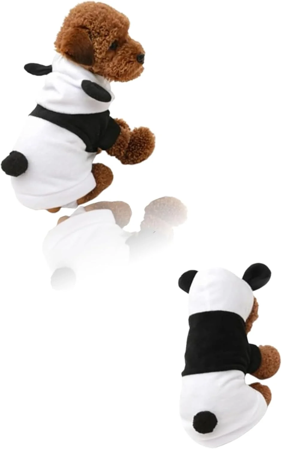 ست لباس سگ دو تکه طرح پاندا - لباس بامزه حیوانات خانگی با هودی - لباس زمستانی تزئینی سگ سایز XS