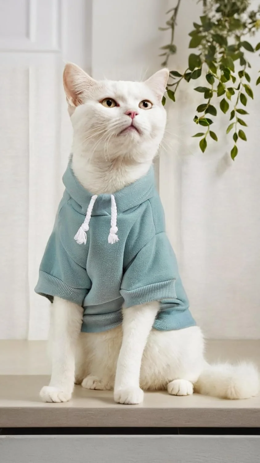 ست هودی سگ دو تکه سوییت سون - ژاکت های گرم و نرم برای توله سگ، بچه گربه، سگ ها و گربه های کوچک و متوسط ​​به رنگ خاکستری و آبی کادت (سایز S)