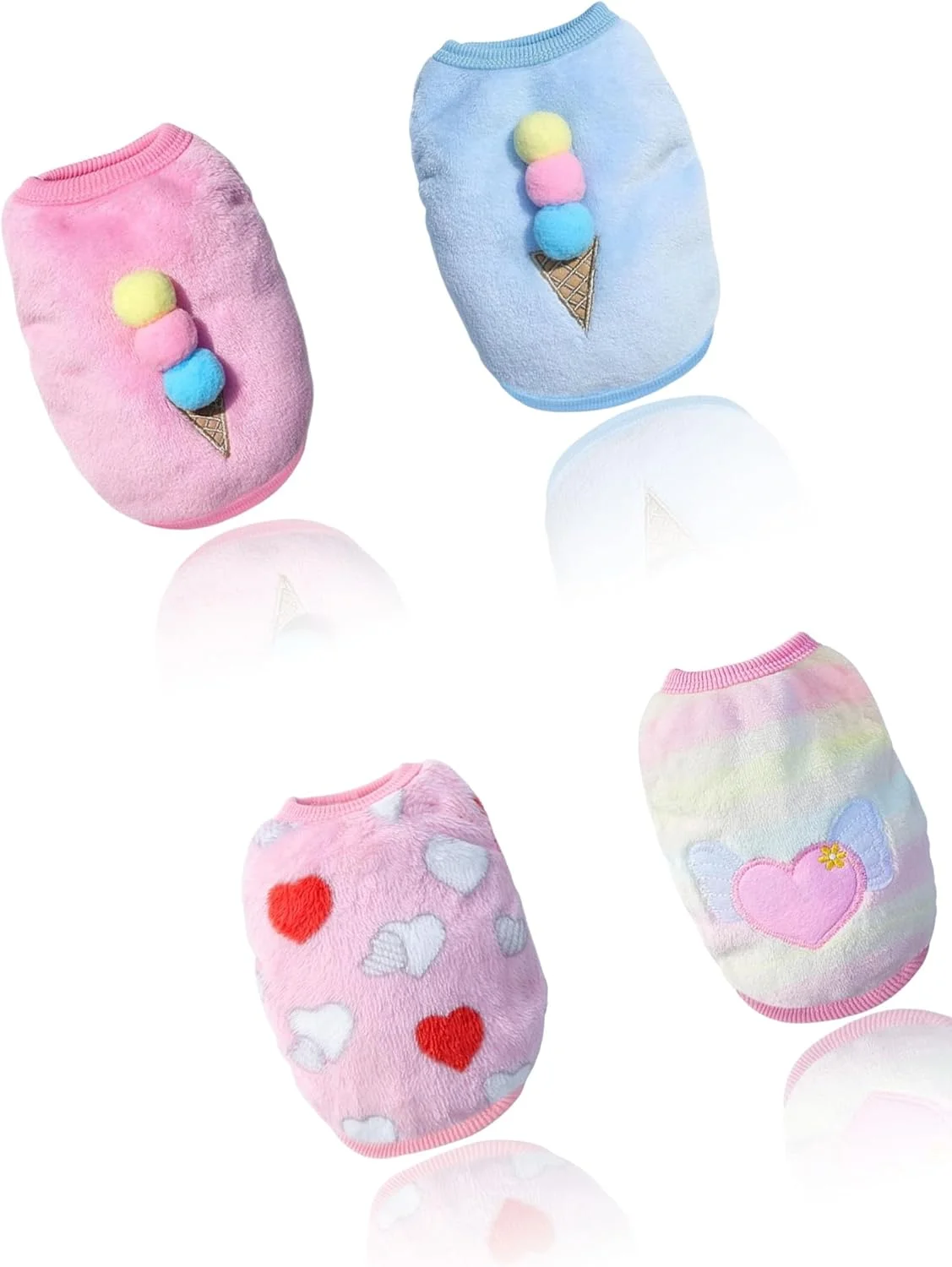 ست لباس خرگوشی 4 تکه سوییت سون - لباس گرم برای حیوانات کوچک مانند خرگوش، بچه گربه، راسو، چی‌واوا، توله سگ و مینی سگ‌ها (سایز XXS)