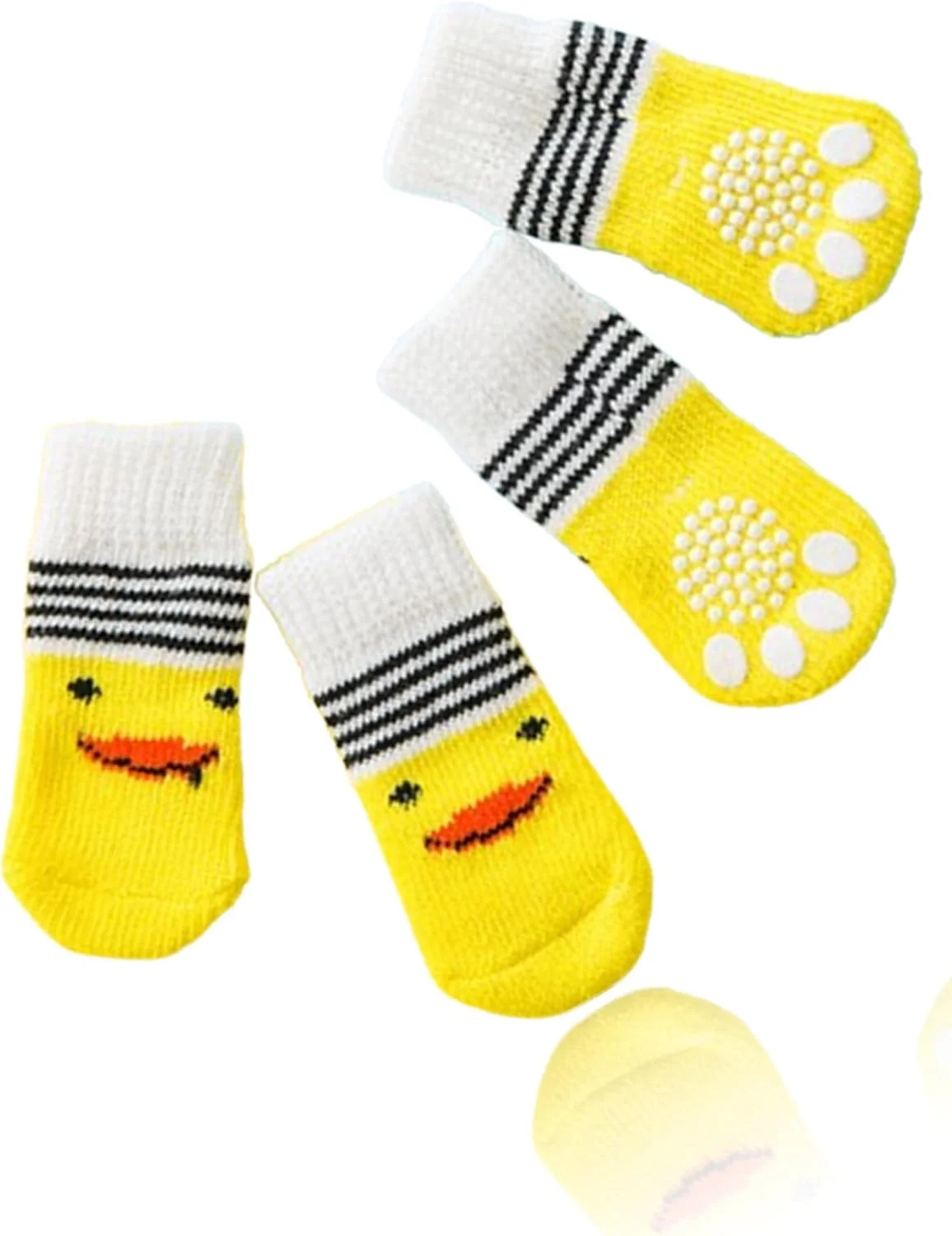 پوشش پای حیوانات خانگی Sweet seven، بسته 4 عددی - محافظ پنجه سگ ضد لغزش، جوراب های تابستانی با پد کششی ضد لغزش برای توله سگ، زرد (سایز S، وزن پیشنهادی تا 900 گرم)