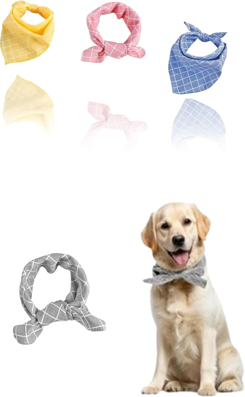ست 4 عددی دستمال گردن حیوانات خانگی با طرح چهارخانه - دستمال های نرم و پنبه ای روزانه برای سگ ها و گربه ها