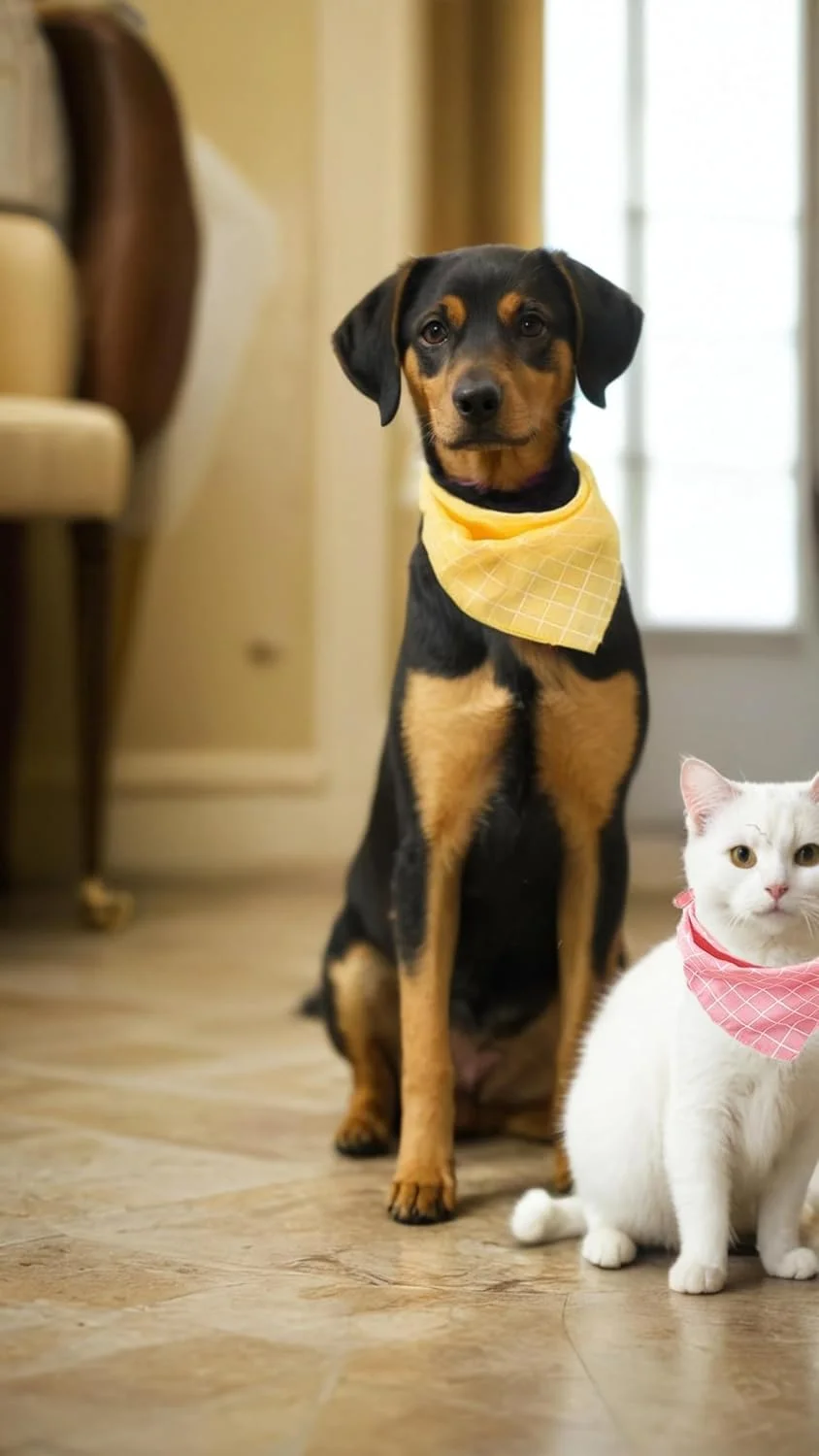 ست 4 عددی دستمال گردن حیوانات خانگی با طرح چهارخانه - دستمال های نرم و پنبه ای روزانه برای سگ ها و گربه ها