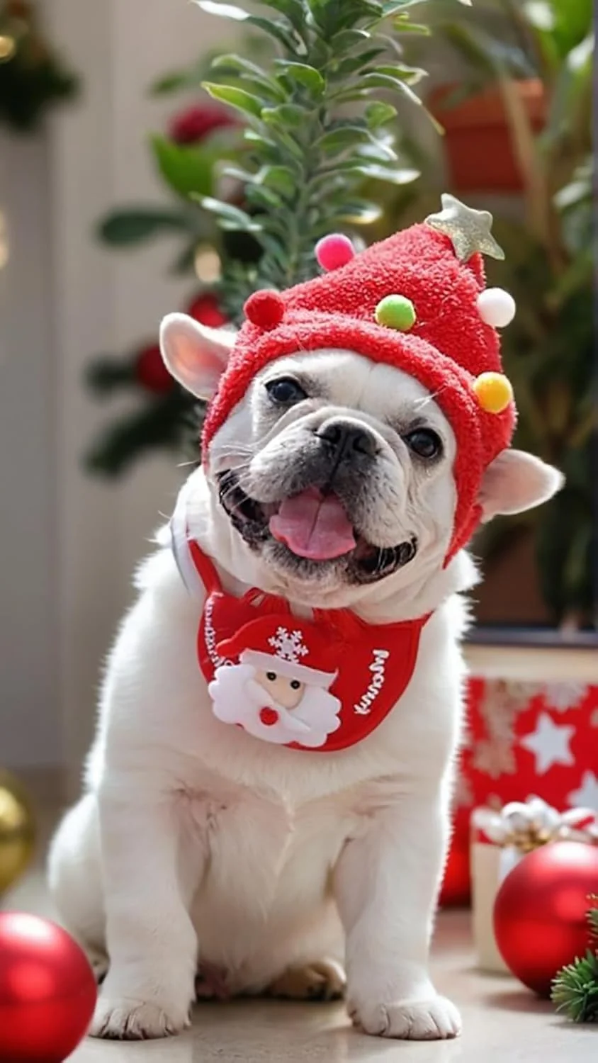 ست لباس کریسمس حیوانات خانگی: کلاه و پیشبند جشن برای سگ ها و گربه ها - لباس کریسمس سانتا (کوچک، قرمز)