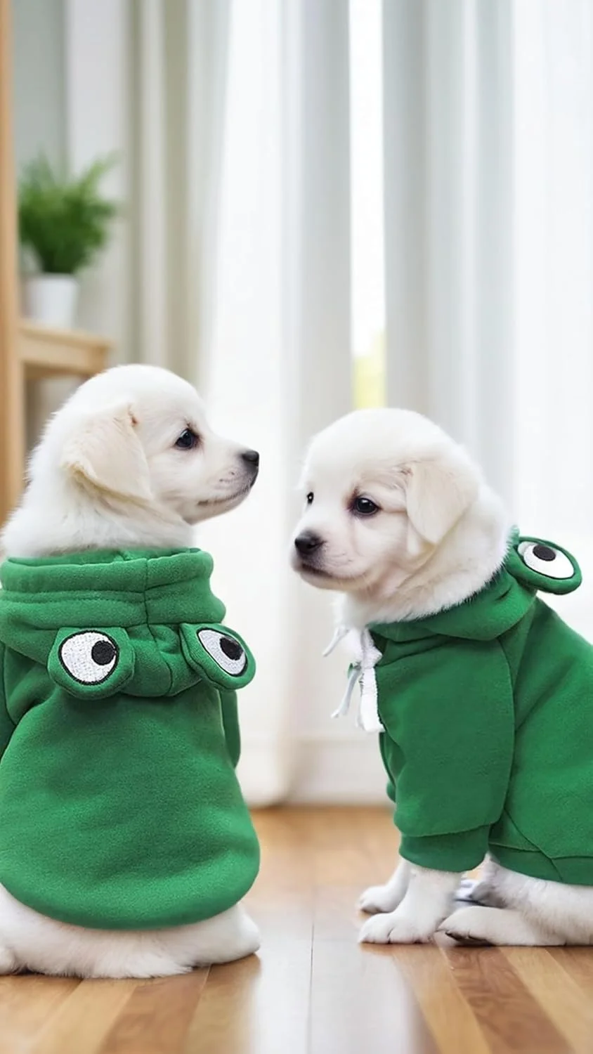 هودی سگ سون سوییت - ژاکت گرم طرح قورباغه بامزه برای گربه ها، توله سگ ها و سگ های کوچک و بزرگ. لباس کارتونی پشمی سبز، سایز XS تضمین می کند که دوست پشمالوی شما در هوای سرد راحت بماند.