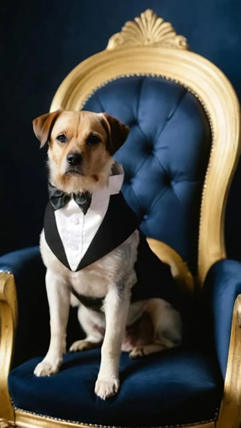 ست پاپیون و دستمال گردن سگ Sweet Seven - ست 2 عددی لباس حیوانات خانگی برای مهمانی های رسمی. کت و شلوار توله سگ با پیراهن پاپیون پرنس، لباس عروسی سگ برای سگ های کوچک تا بزرگ مانند گلدن رتریور و ساموید (XL).