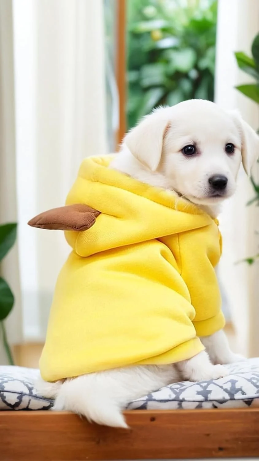 هودی فانتزی حیوانات خانگی - ژاکت گرم طرح هویج برای سگ و گربه، سویشرت مناسب هوای سرد زرد رنگ (بزرگ)