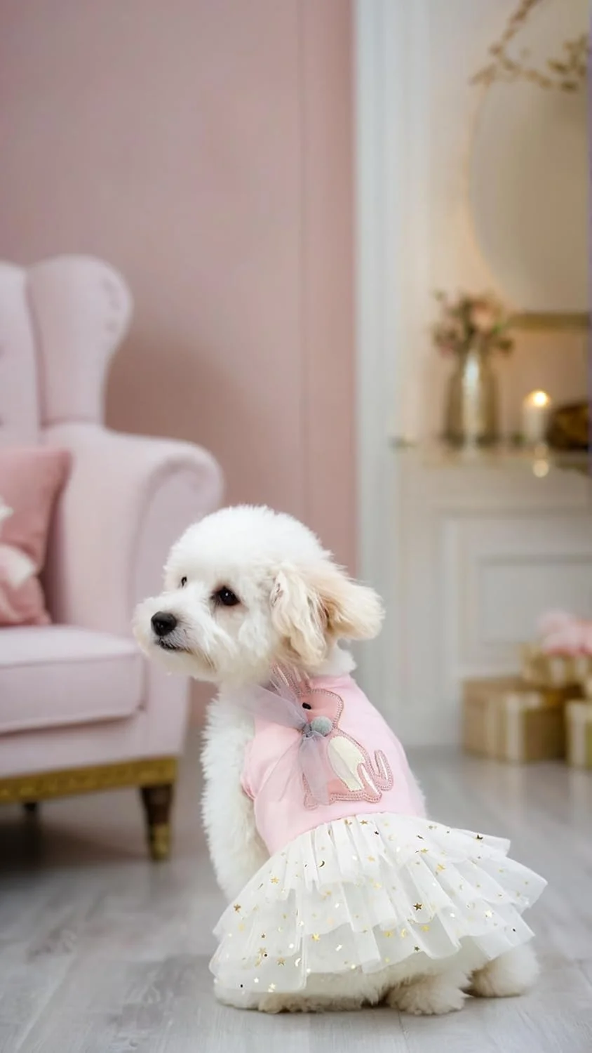 لباس عروسی سگ Sweet seven - لباس توله سگ سفید برای سگ های کوچک، لباس مهمانی حیوانات خانگی برای گربه ها، لباس توله سگ (سایز L)