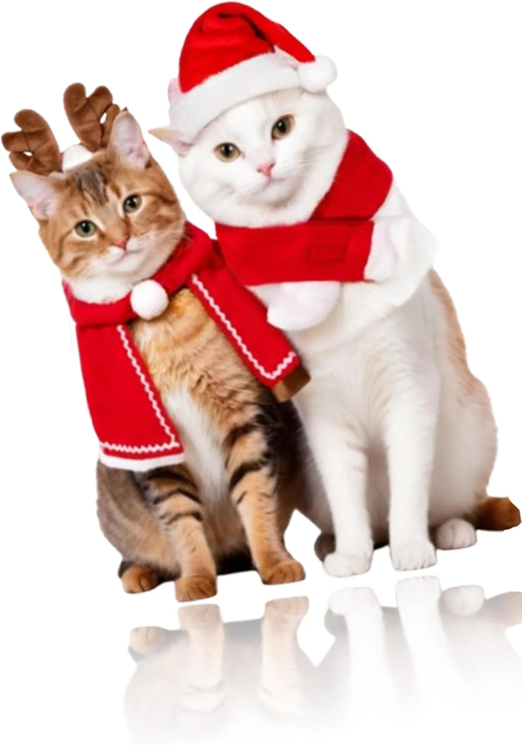 ست لباس کریسمس حیوانات خانگی شامل شاخ گوزن، کلاه بابانوئل، شال گردن قرمز و شنل حیوانات خانگی برای جشن های کریسمس سگ و گربه (4 تکه)