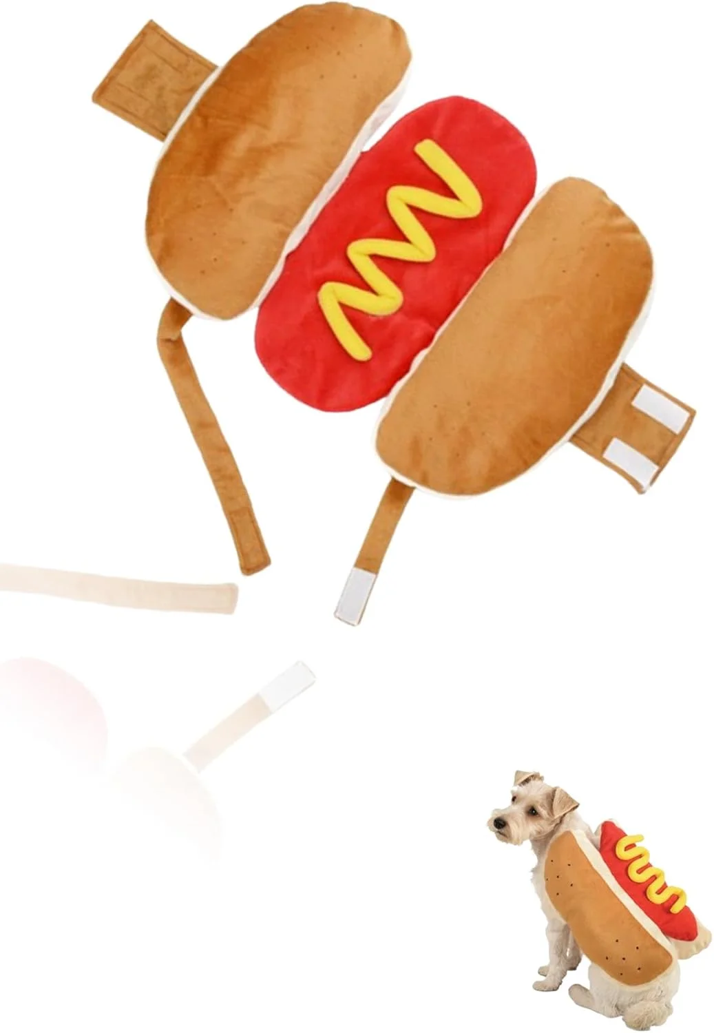 لباس سگ و گربه طرح هات داگ - لباس خنده دار طرح برگر برای سگ و گربه - لباس پاییزی و زمستانی حیوانات خانگی برای استایلی سرگرم کننده! لباس جالب هات داگ (سایز M)