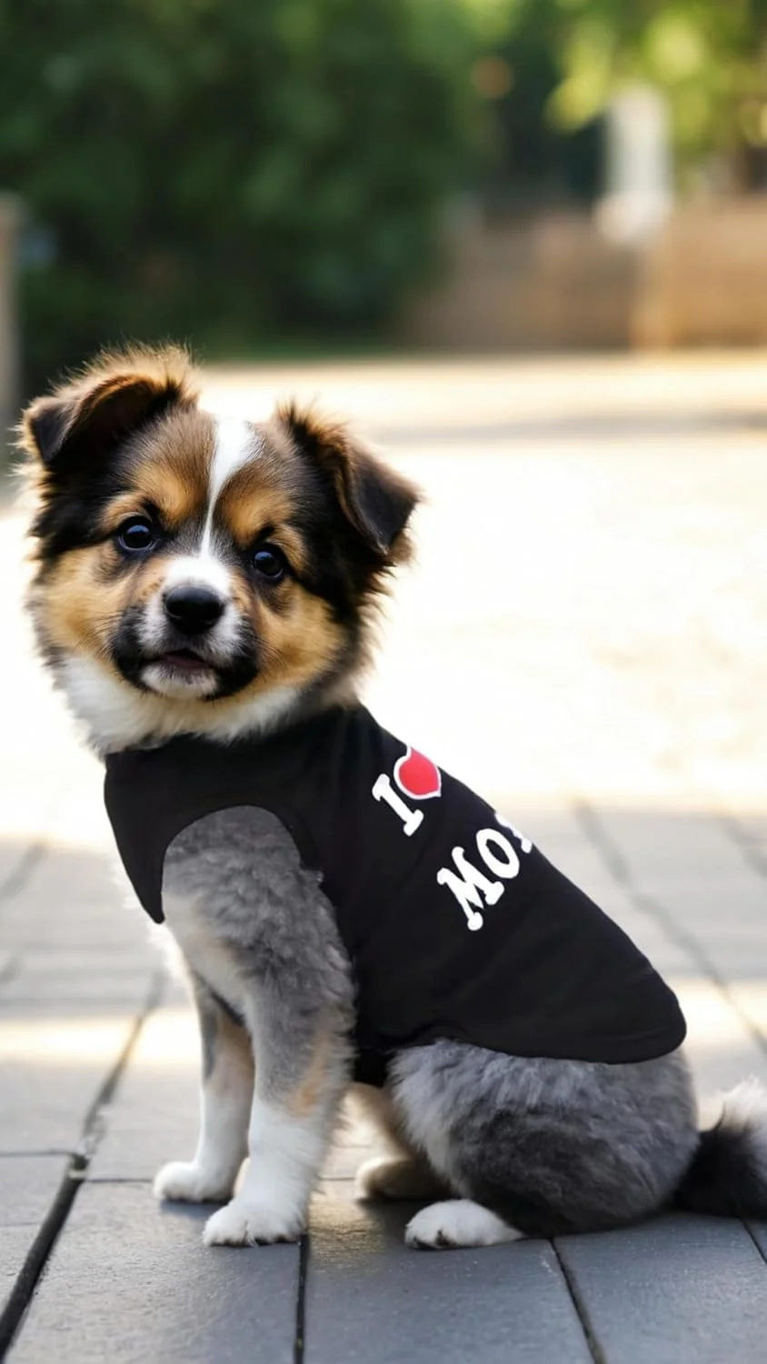 تی شرت سگ Sweet seven - ابراز عشق حیوان خانگی شما: تی شرت سگ با طرح "من مادرم/پدرم را دوست دارم" - تی شرت زیبا برای سگ های کوچک (مشکی، سایز M) لباس حیوان خانگی دوست داشتنی (2 عدد)