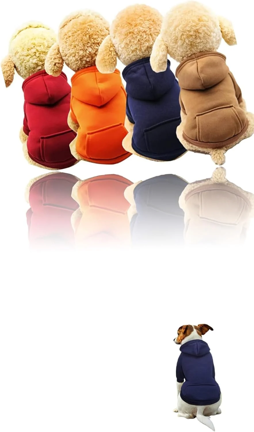 ست ۴ عددی لباس پاییزی سگ سِوِن سوییت - هودی سگ سایز متوسط، ژاکت توله سگ ساده برای سگ های کوچک - لباس زمستانی حیوانات خانگی برای چیواوا - کت گرمکن برای سگ های پسر و دختر (سایز متوسط)