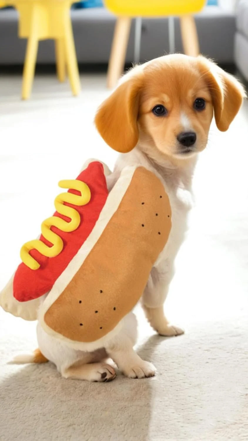 لباس سگ و گربه طرح هات داگ - لباس خنده دار طرح برگر برای سگ و گربه - لباس پاییزی و زمستانی حیوانات خانگی برای استایلی سرگرم کننده! لباس جالب هات داگ (سایز M) لباس سگ و گربه طرح هات داگ - لباس خنده دار طرح برگر برای سگ و گربه - لباس پاییزی و زمستانی حیوانات خانگی برای استایلی سرگرم کننده! لباس جالب هات داگ (سایز M)