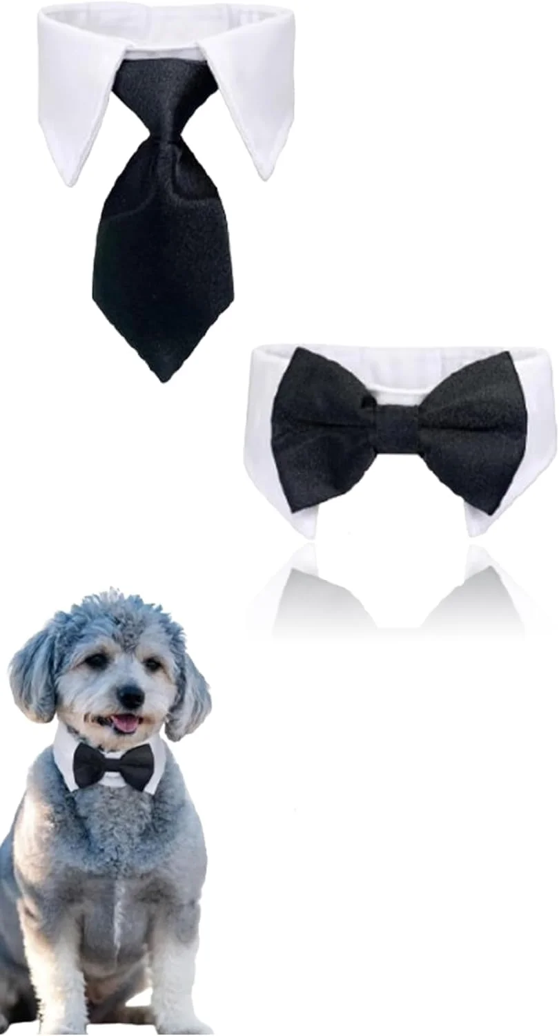 لباس عروسی حیوانات خانگی Sweet Seven: ست یقه پاپیون و کت شلوار سگ و گربه 2 تکه - مناسب برای تولدها، مهمانی ها و مناسبت های خاص (سایز L)