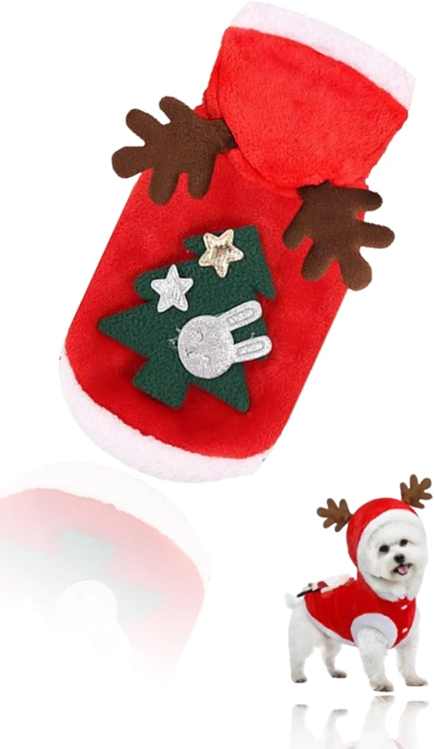 هودی گرم کریسمس حیوانات خانگی - لباس بابانوئل مناسب سگ و گربه های کوچک و متوسط - لباس جشن کریسمس برای راحتی توله سگ (کوچک)