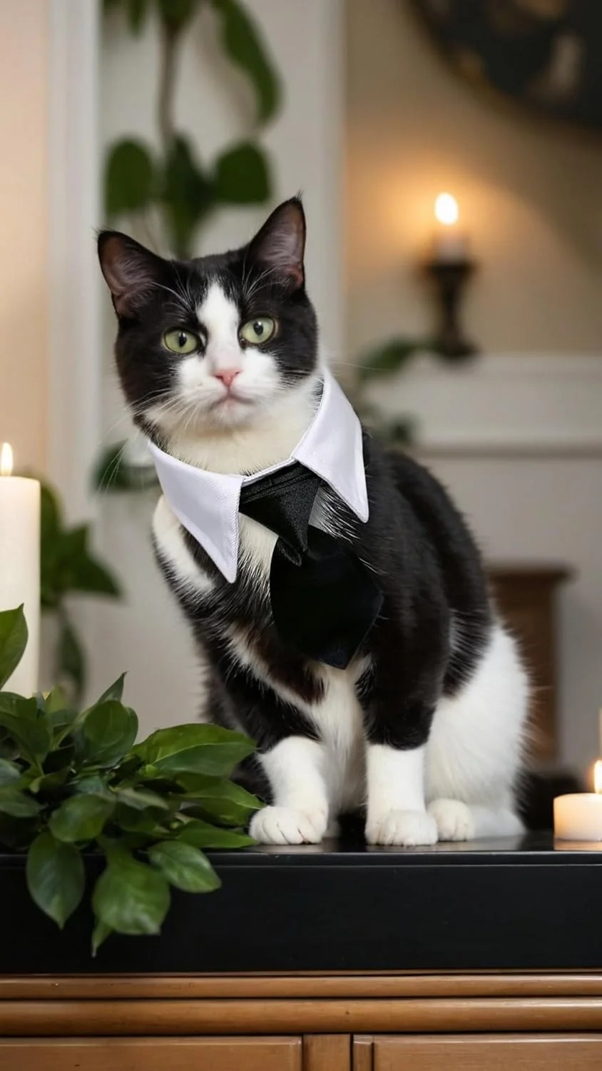 لباس عروسی حیوانات خانگی Sweet Seven: ست یقه پاپیون و کت شلوار سگ و گربه 2 تکه - مناسب برای تولدها، مهمانی ها و مناسبت های خاص (سایز L)