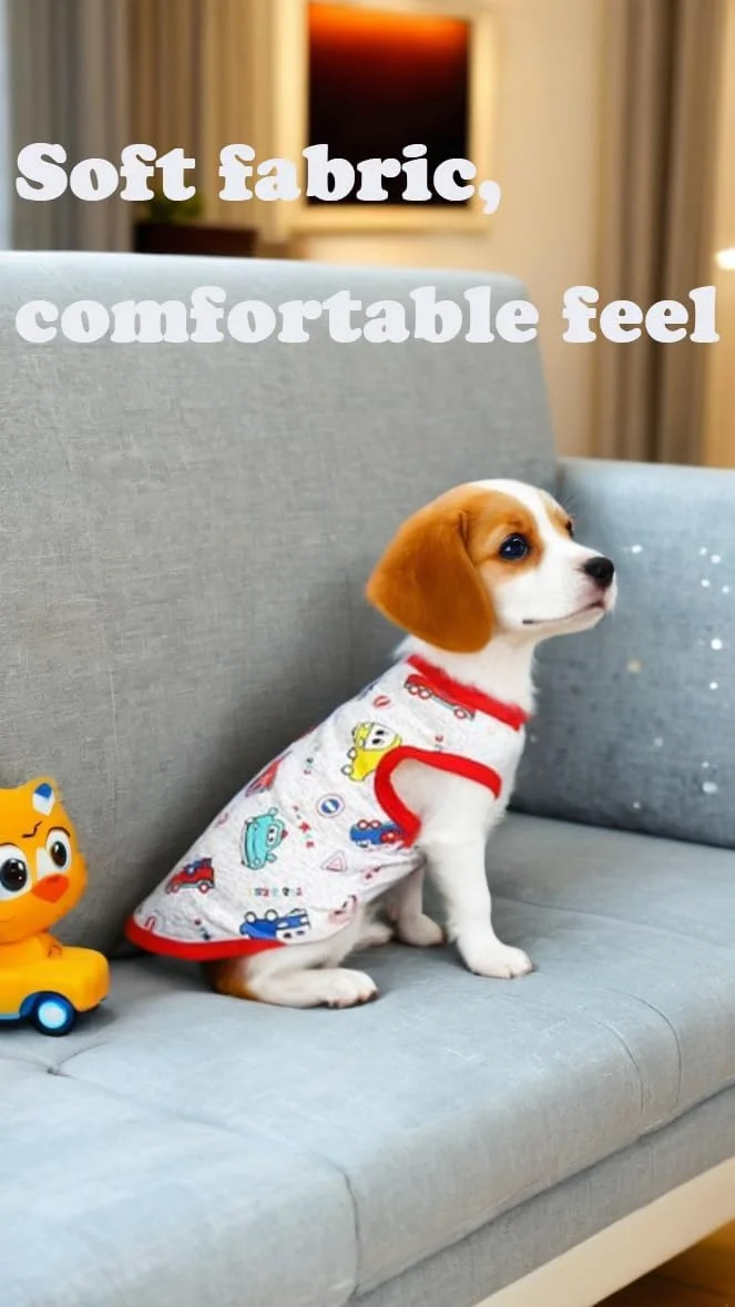 ست 6 عددی تی‌شرت سگ با طرح‌های زیبا - تی‌شرت‌های نخی نرم و لباس‌های تنفسی توله سگ (L)